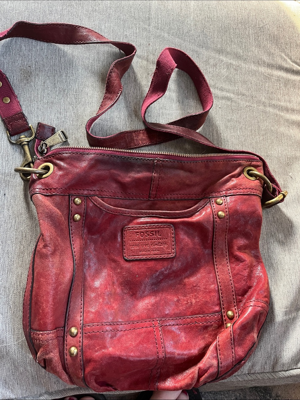 Fossil Burgundy Leather Crossbody Bag
